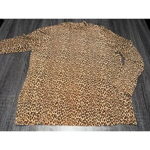 Kim & Co Leopard Print Top Women's Large Stretch Knit Animal Print Y2K